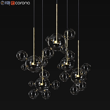 Modern Brass Circular Chandelier 3D model image 1 