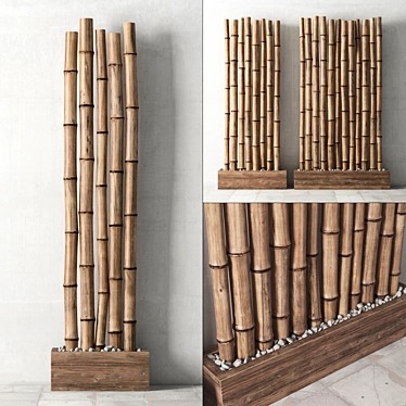 Elegant Bamboo Decor with Stones 3D model image 1 