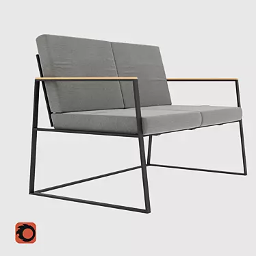 Modern Metal Sofa with Customizable Cushions 3D model image 1 