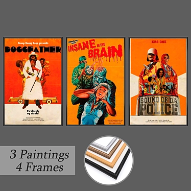 Versatile Wall Art Set - 3 Paintings, 4 Frame Options 3D model image 1 