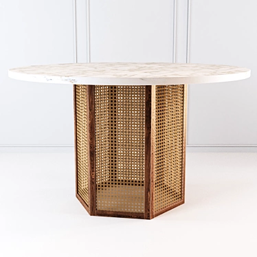 Atrium Oak & Marble Dining Table 3D model image 1 