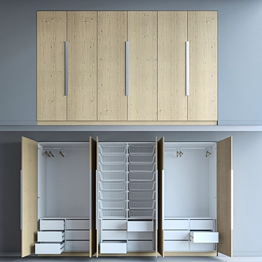 Contemporary Wardrobe: Open & Closed Doors 3D model image 1 