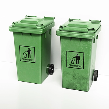 Rolling Green Trash Bin 3D model image 1 