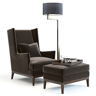 Sleek Blake Armchair Set 3D model image 1 