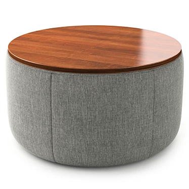 Elegant Wood-Topped Ottoman 3D model image 1 