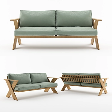 Outdoor Comfort Zone: 3 Seater Sofa 3D model image 1 