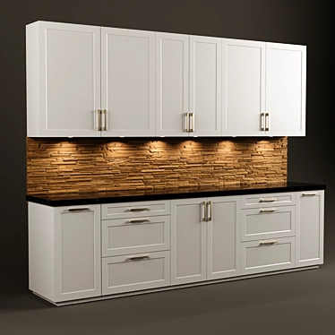 Elegant Classic Kitchen Cabin 3D model image 1 