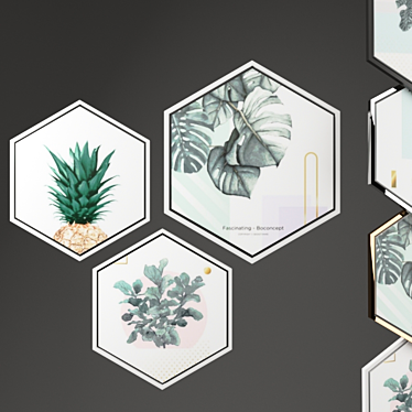 Modern Hexagonal Picture Frames 3D model image 1 