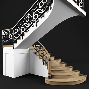 Elegant Steel Stairs 3000mm 3D model image 1 