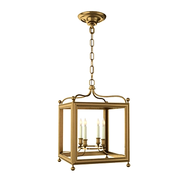 J. Randall Powers Greggory 4 Light Antique Brass Foyer Pendant 3D model image 1 