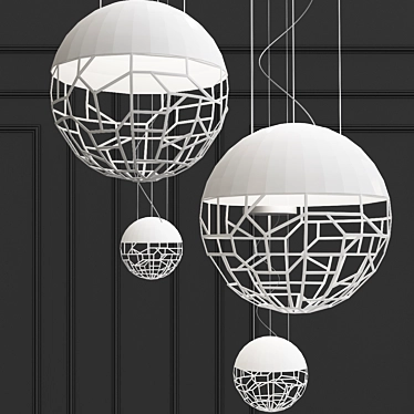 Modern White Ball Pendant Light 3D model image 1 