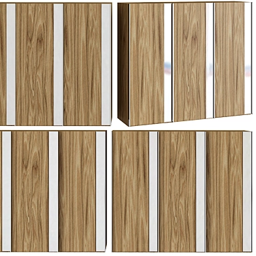 Rustic Wooden Wardrobe 3D model image 1 