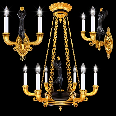 Elegant Arizzi Chandelier & Sconce Combo 3D model image 1 