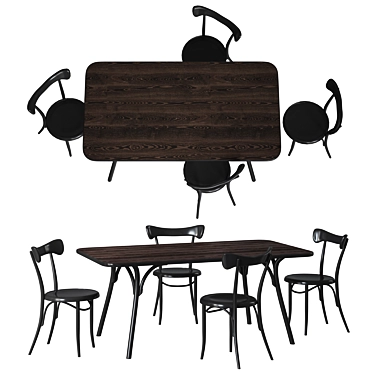 Arch Dining Table & Cafestuhl Set 3D model image 1 