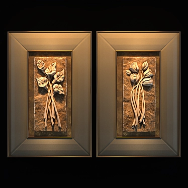 Elegant Floral Diptych: Tulips & Callas 3D model image 1 