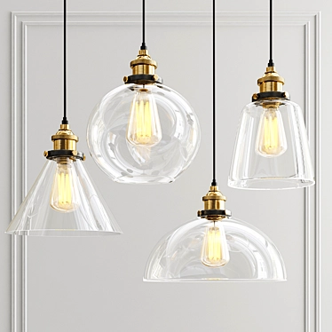 Retro Industrial Pendant Lights 3D model image 1 