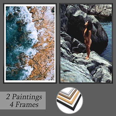 Modern Art Set: Paintings & Frames 3D model image 1 