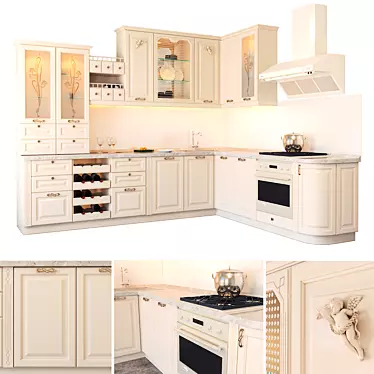 Ivory Kitchen Courtyard: A Romantic and Exquisite Addition to Any Interior 3D model image 1 