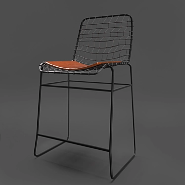 Modern Chrome Tig Bar Stool 3D model image 1 