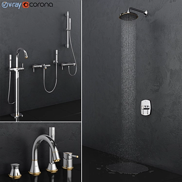 GROHE Grandera Gold Bath & Shower Set 3D model image 1 