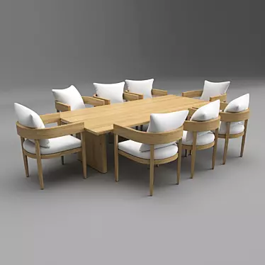 Elegant Teak Outdoor Set: Balmin 3D model image 1 