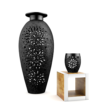 Black Mexican Vase and Cup Set 3D model image 1 