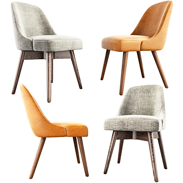 West Elm Mid-Century Dining Chair Set 3D model image 1 