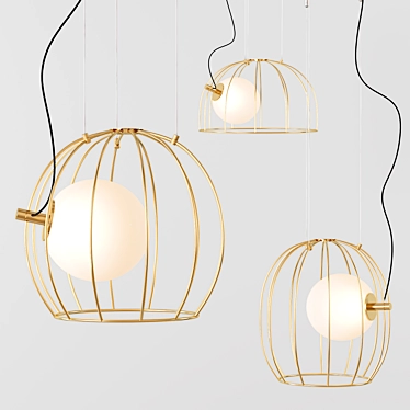 Golden Cage Pendant Chandelier 3D model image 1 