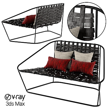 Black Woven Arflex Small Sofa 3D model image 1 