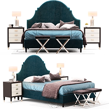 Luxurious Bernhardt Upholstered Bed 3D model image 1 