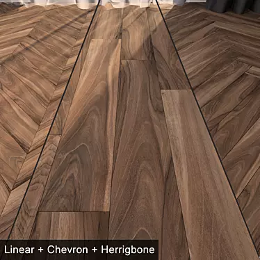 Premium Parquet Floor Set 21: Linear, Herringbone, Chevron Designs 3D model image 1 