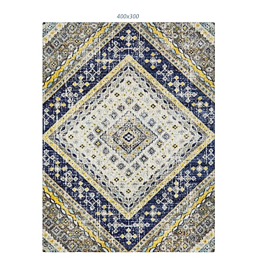 Vintage Diamond Navy Rug - Temple & Webster 3D model image 1 