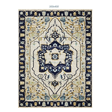 Vintage and Chic Navy Tulip Rug 3D model image 1 