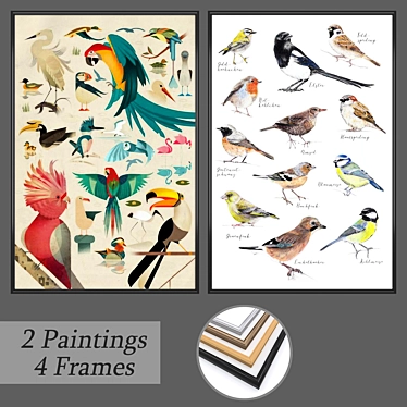 Wall Art Set, 2 Paintings 3D model image 1 