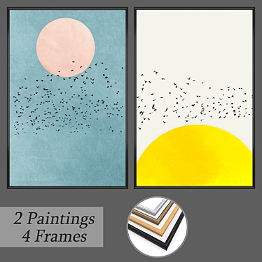 Elegant Wall Art Set 525 with Multiple Frame Options 3D model image 1 