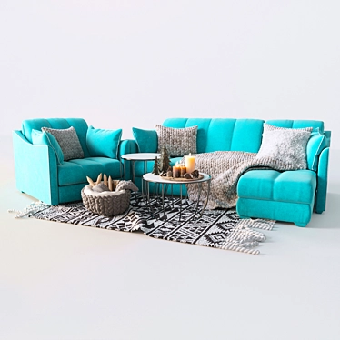 Moon 111 Corner Sofa & Tonin Casa Coffee Table 3D model image 1 