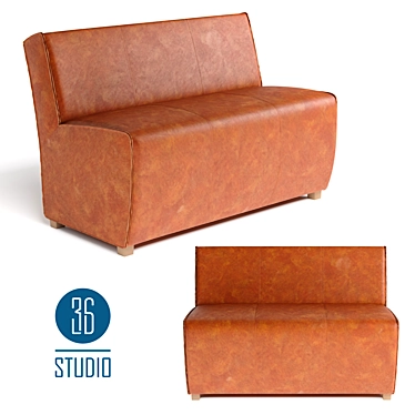 Sleek Leather Sofa: Model С637 by Studio 36 3D model image 1 
