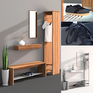 Modern Wardrobe & Shoe Storage 3D model image 1 
