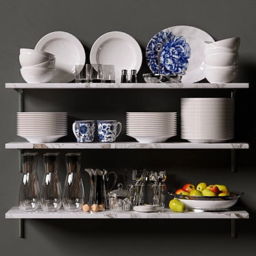 Williams Sonoma Kitchen Shelf Set 3D model image 1 