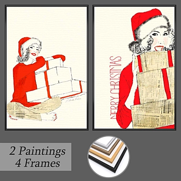 Seth Wall Art Set with 2 Paintings & 4 Frame Options 3D model image 1 