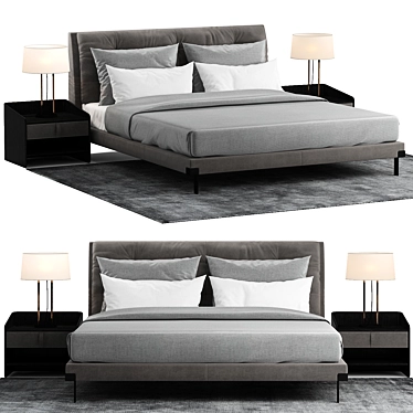 Luxury Viktor Bed: Elegant and Comfortable 3D model image 1 