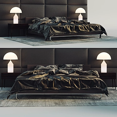 Sleek Black Men's Bed 3D model image 1 