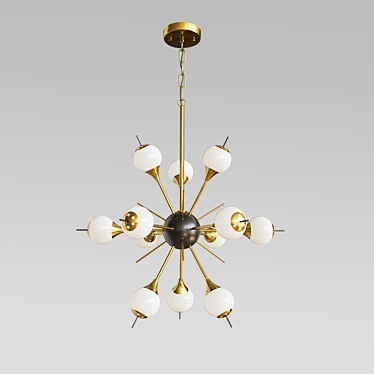 Elegant White Glass Sputnik Chandelier 3D model image 1 