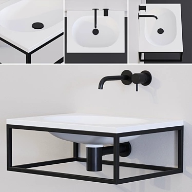 Sleek Frame Washbasin with Drawers 3D model image 1 