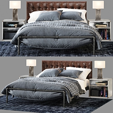 Modern RH Finlay Platform Bed 3D model image 1 