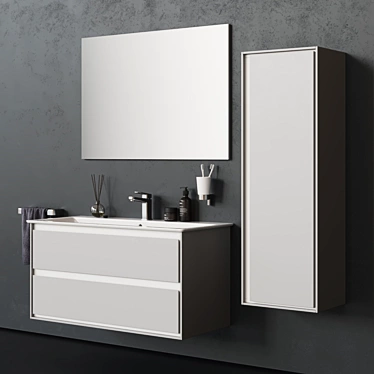 Modern Lacquered Vanity Unit with Drawers 3D model image 1 