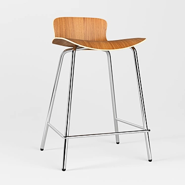 Modern Walnut Counter Stool 3D model image 1 