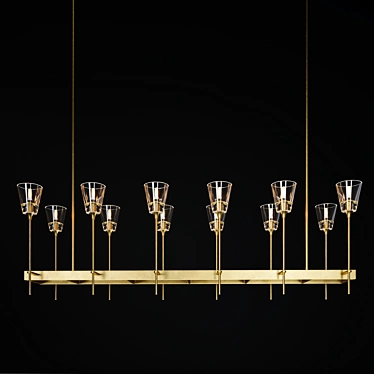 Glass Torch Linear Chandelier: Elegant Lighting Solution 3D model image 1 