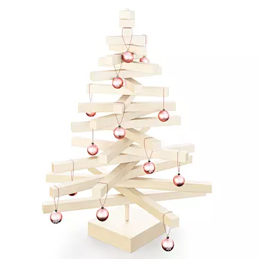 Wooden Christmas Tree: Organic Holiday Decor 3D model image 1 