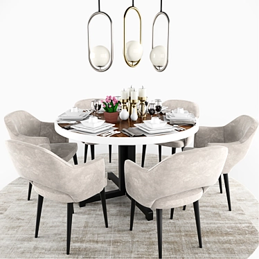 Modern Euro Saarinen Dining Chair Set 3D model image 1 